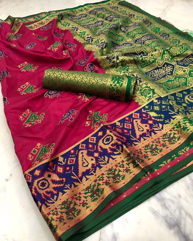 Soft Cotton With Weaving Dark Pink Saree