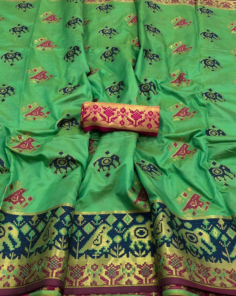 Soft Cotton With Weaving Light Green Saree