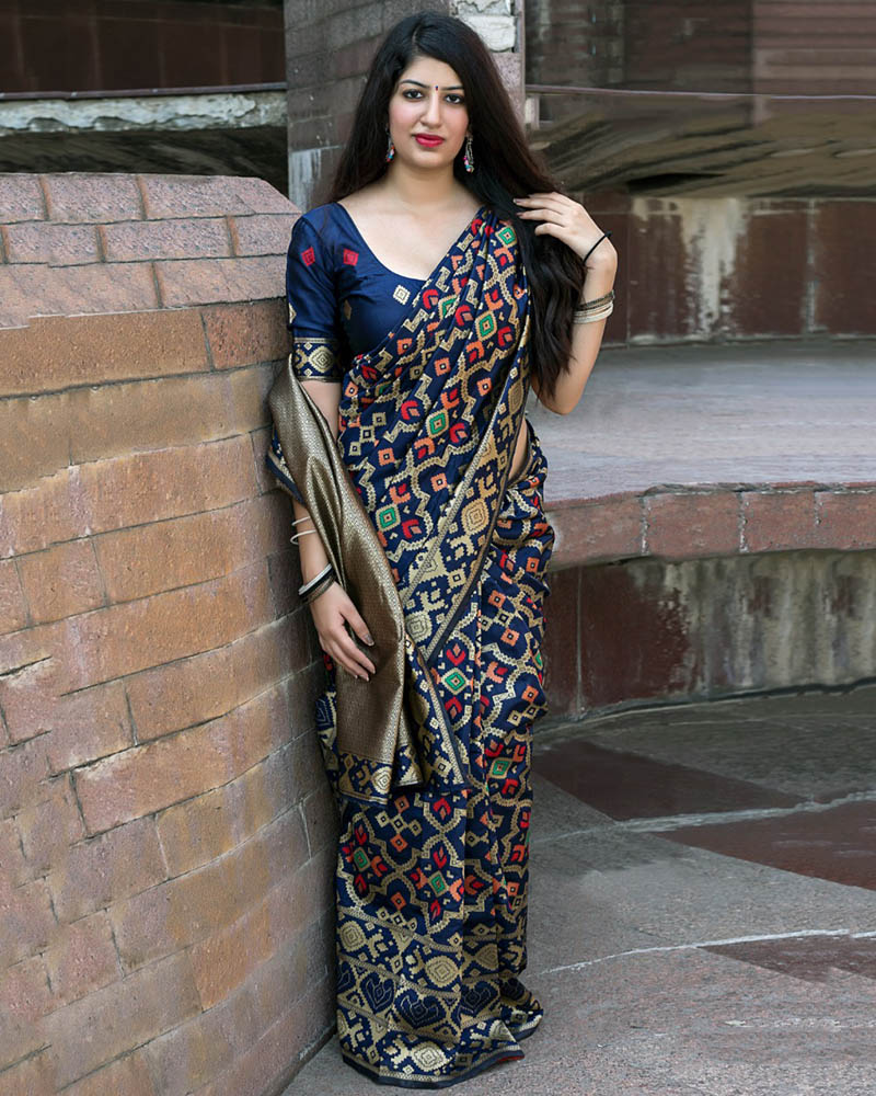 Silk Weaving Navy Saree