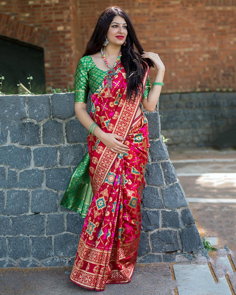 Silk Weaving Red Saree