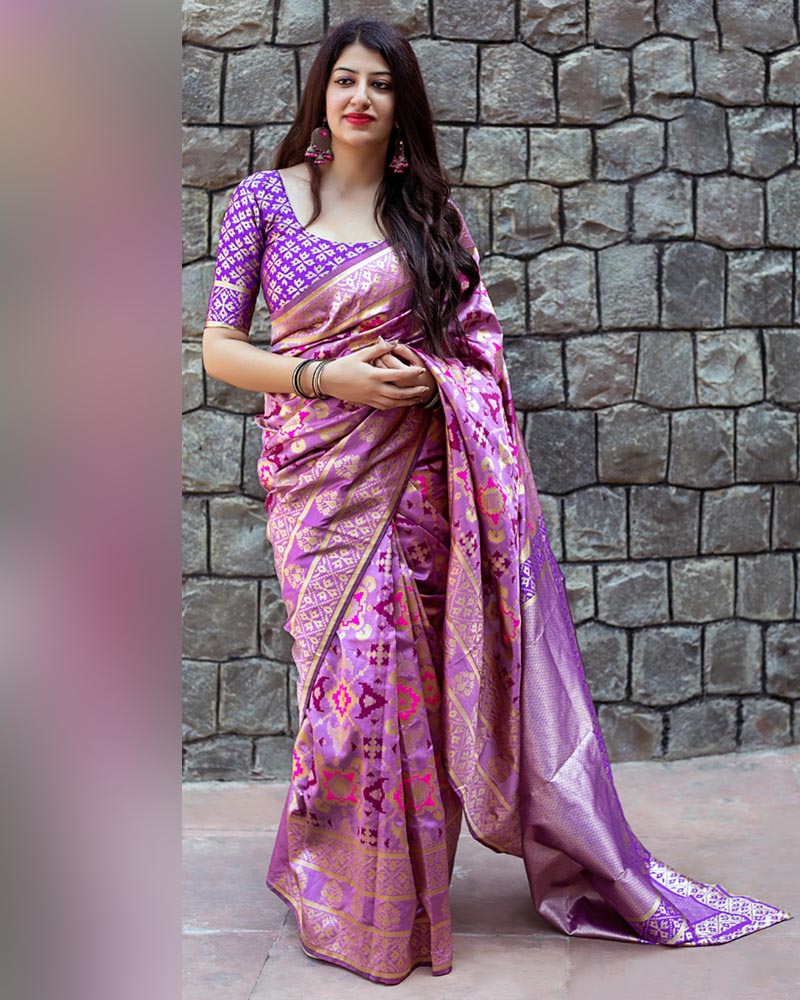 Silk Weaving Violet Saree
