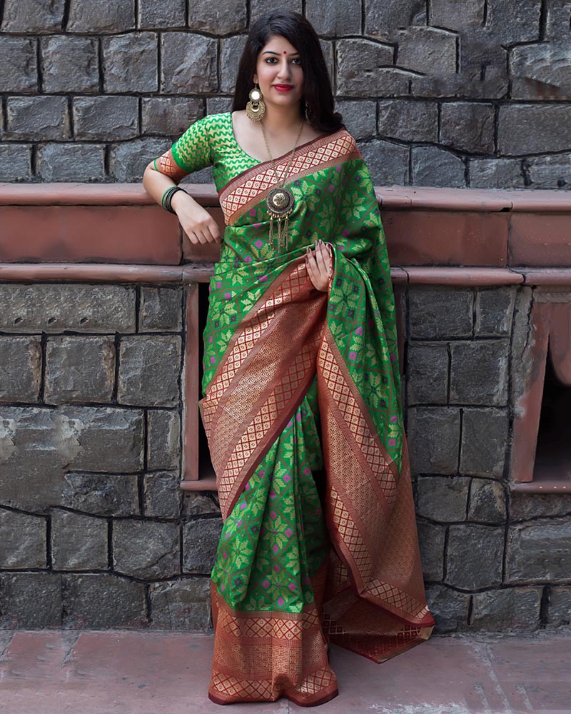 Silk Weaving Green Saree