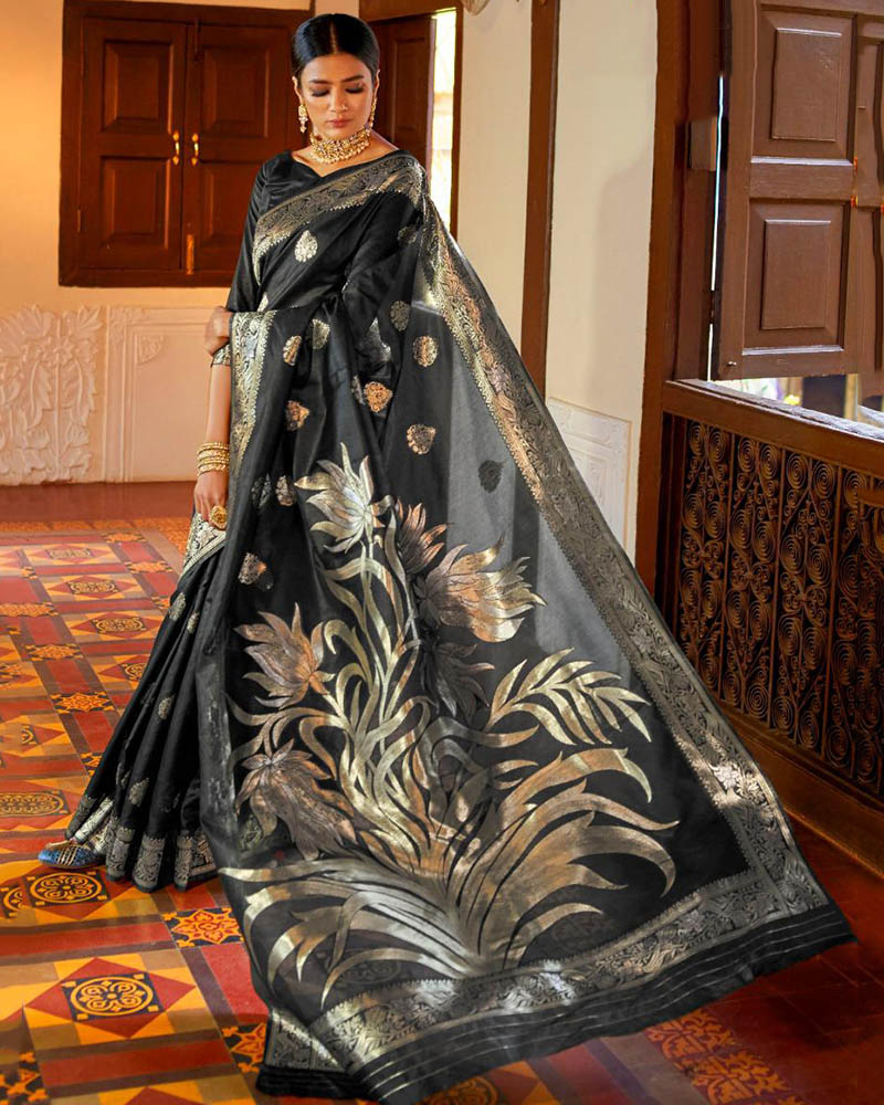 Silk Weaving Black Saree