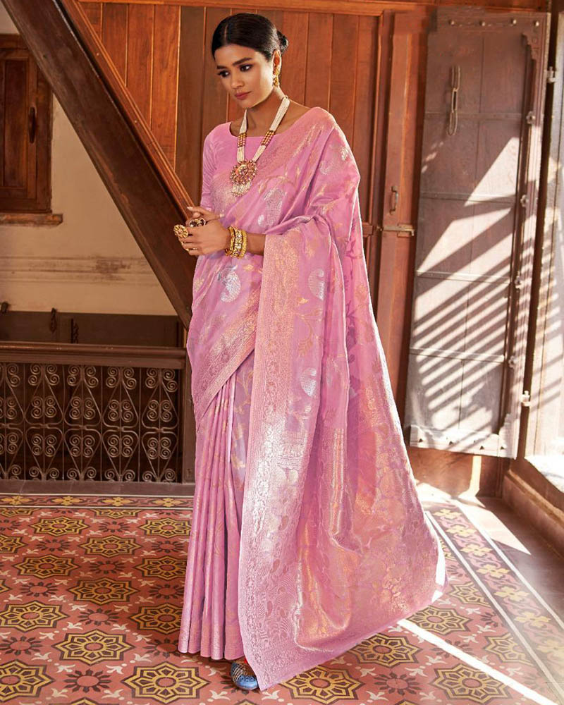 Silk Weaving Pink Saree