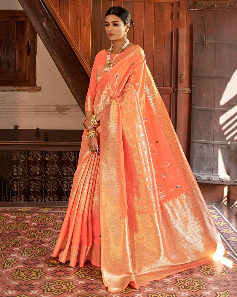 Silk Weaving Orange Saree