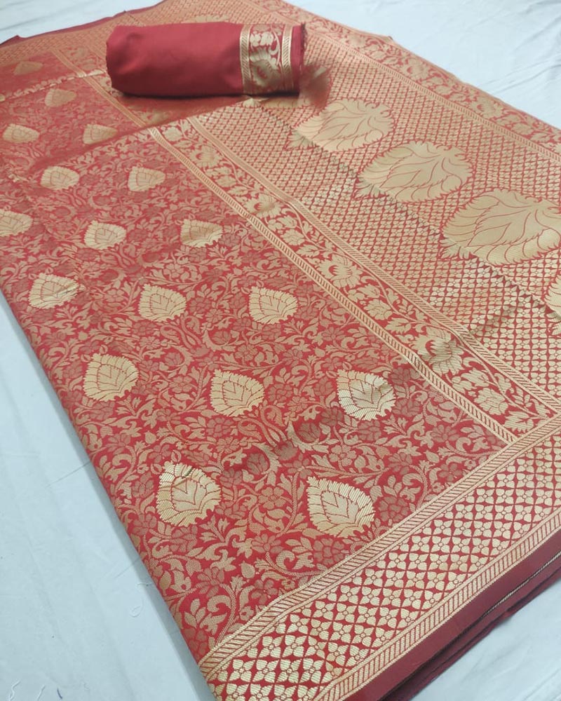 Silk Weaving Red Saree