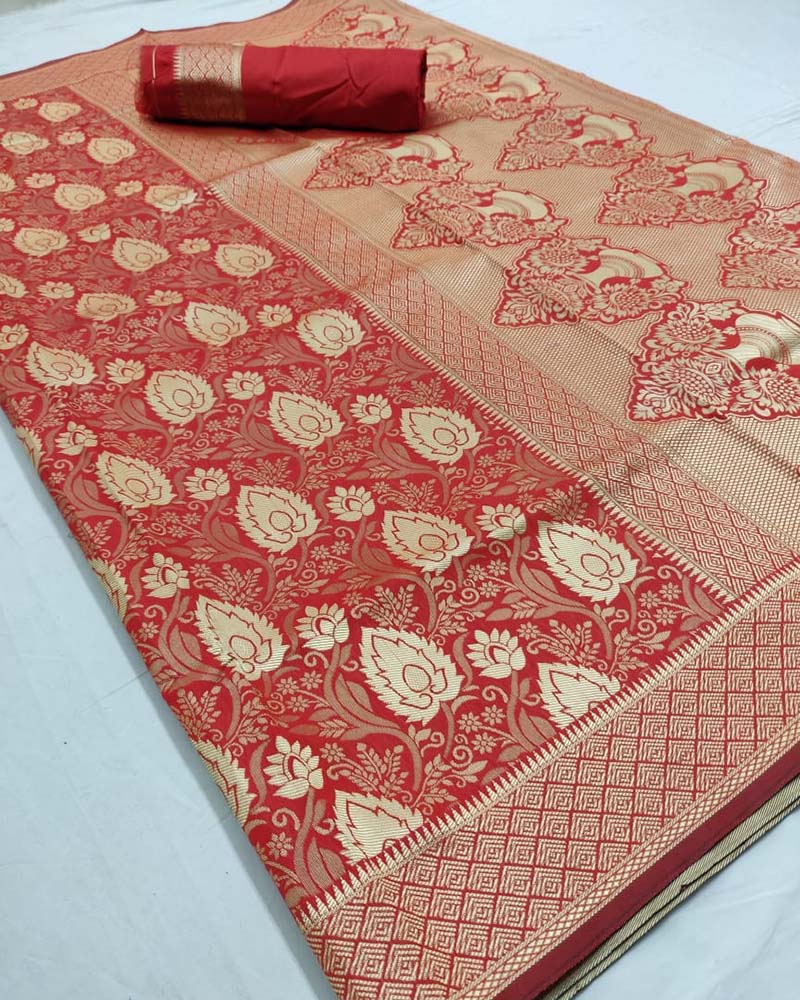 Silk Weaving Red Saree