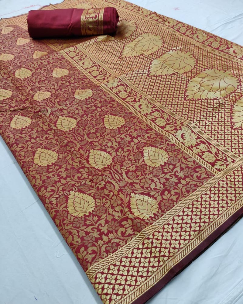 Silk Weaving Red Saree