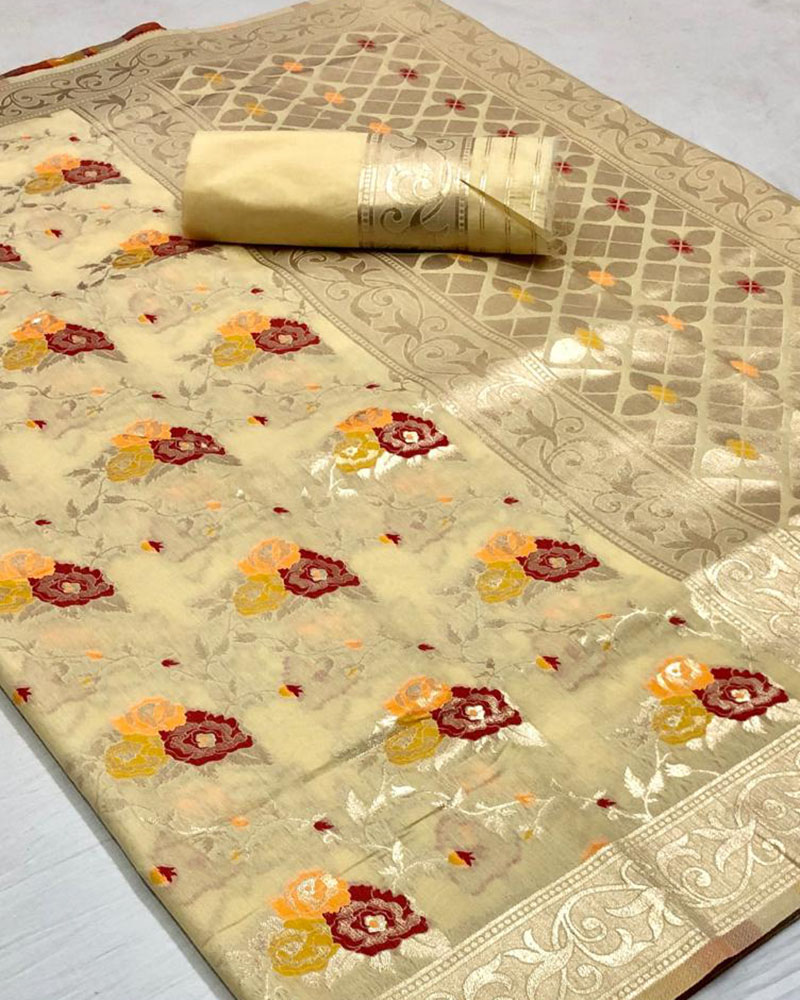 Cotton Silk Beige Saree
