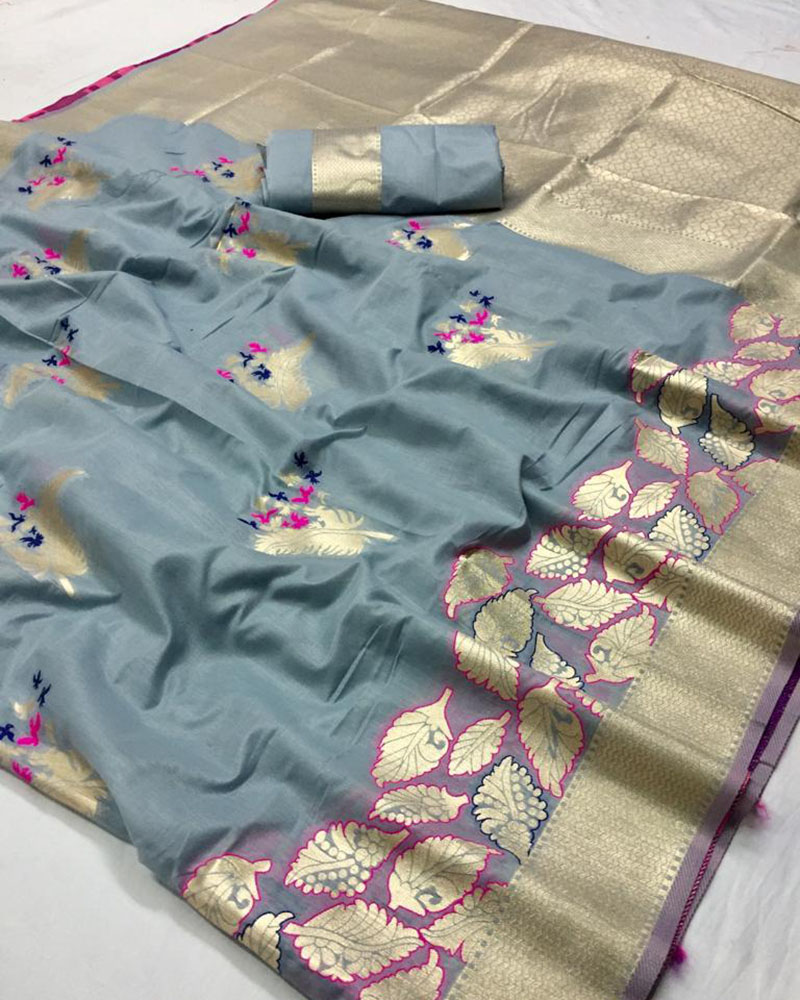 Cotton Silk Gray Saree
