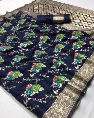 Cotton Silk Navy Saree