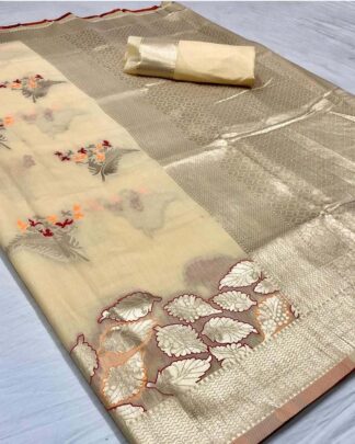 Cotton Silk Beige Saree