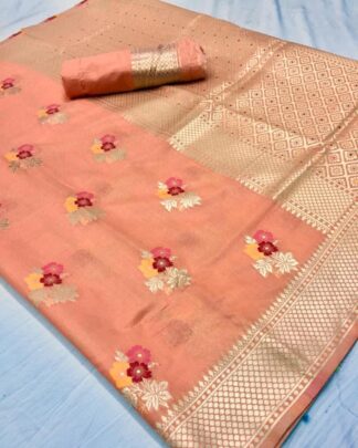 Cotton Silk Peach Saree