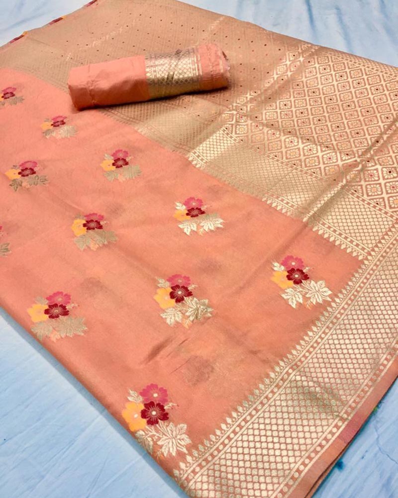 Cotton Silk Peach Saree