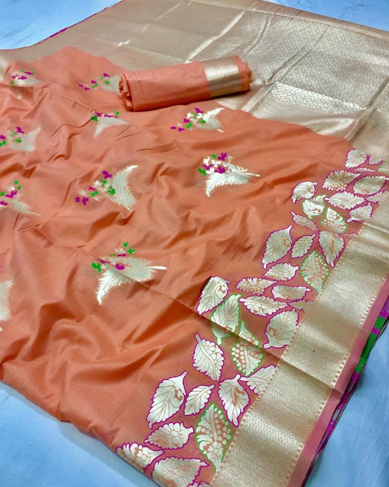Cotton Silk Peach Saree