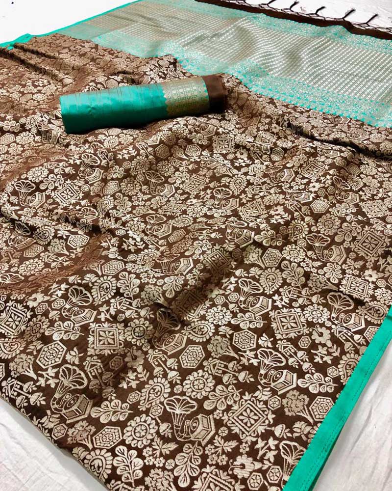 Silk Weaving Brown Saree