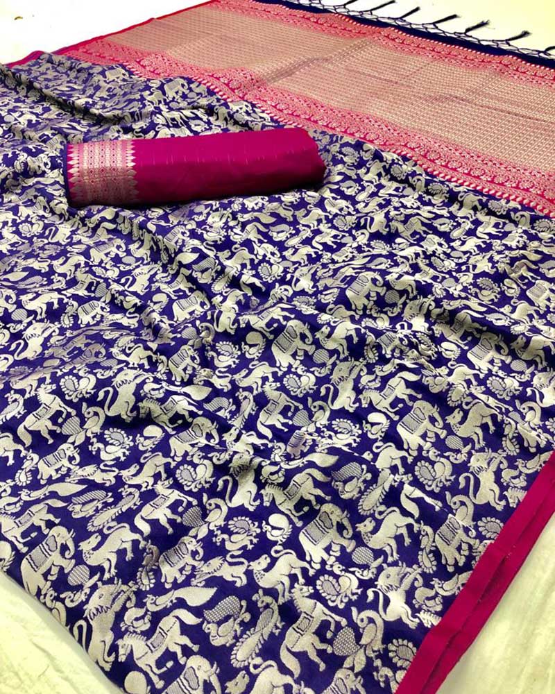Silk Weaving Blue Saree