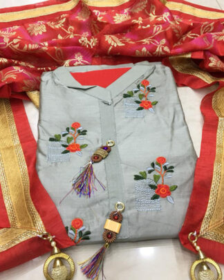 Gray Sana Silk Casual Salwar Suit