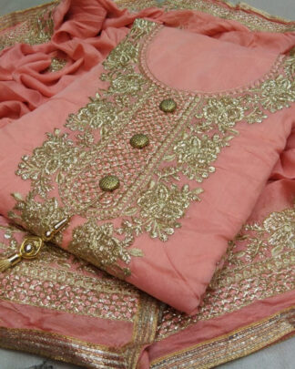 Peach Santoon Heavy Salwar Suit