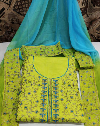 Green Santoon Heavy Salwar Suit Zari Work