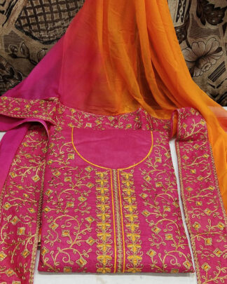 Pink Santoon Heavy Salwar Suit Zari Work