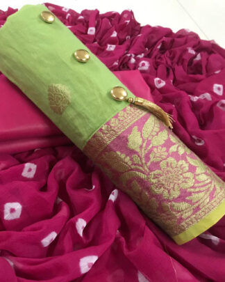 Green Banarasi Jacquard Printed Salwar Suit Printed Work