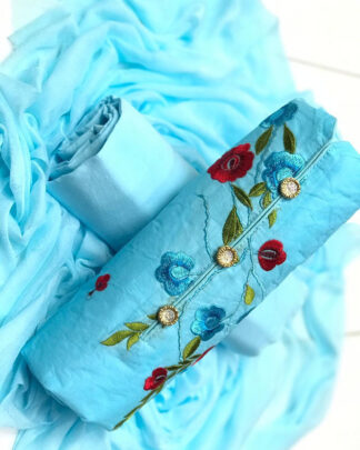 Blue Silk Cotton High Class Salwar Suit