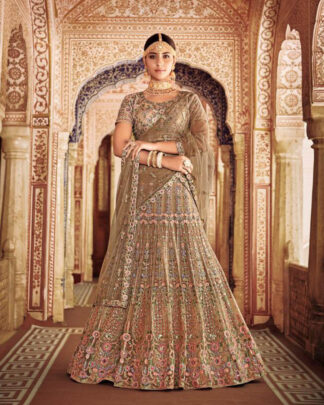 Bridal Net Lehenga Choli In Gray