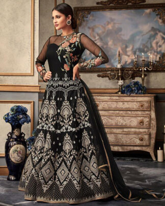 Black Anarkali Style Net Salwar Kameez
