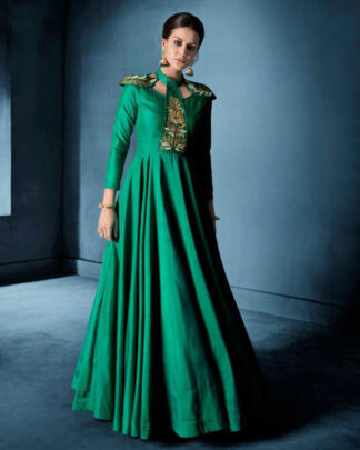 Rama Green Tapeta Silk Traditional Gown