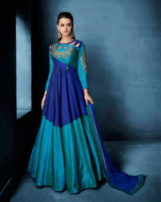 Traditional Tapeta Silk Blue Gown