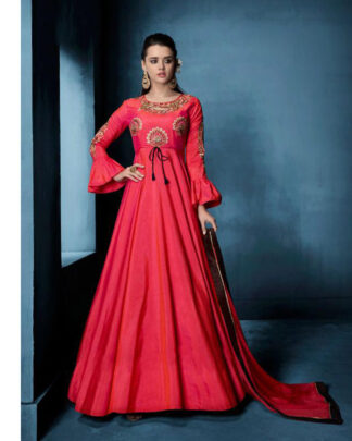 Traditional Tapeta Silk Peach Gown