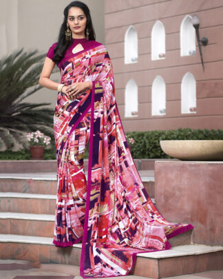 Multicolor Digital Printed Crepe Saree