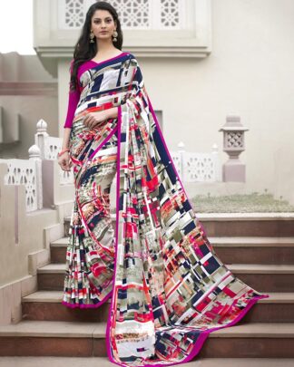 Multicolor Crepe Digital Printed Saree