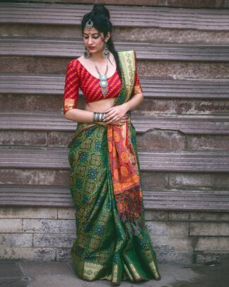 Green Trendy Patola Silk Saree