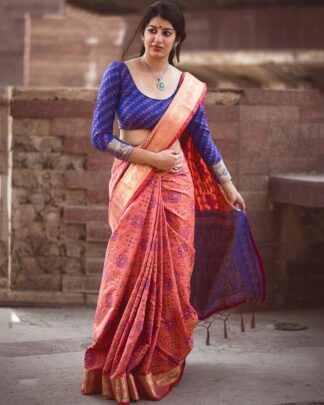 Peach Trendy Patola Silk Saree