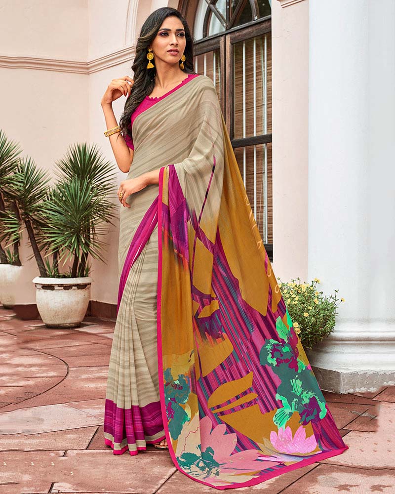 Printed Festive wear Multicolor Crepe Saree