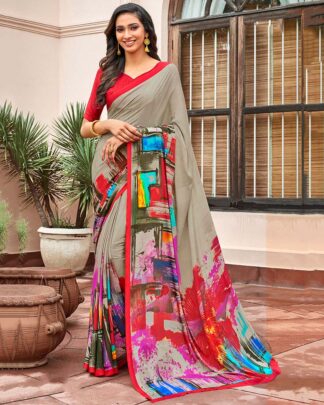 Printed Festive wear Multicolor Crepe Saree