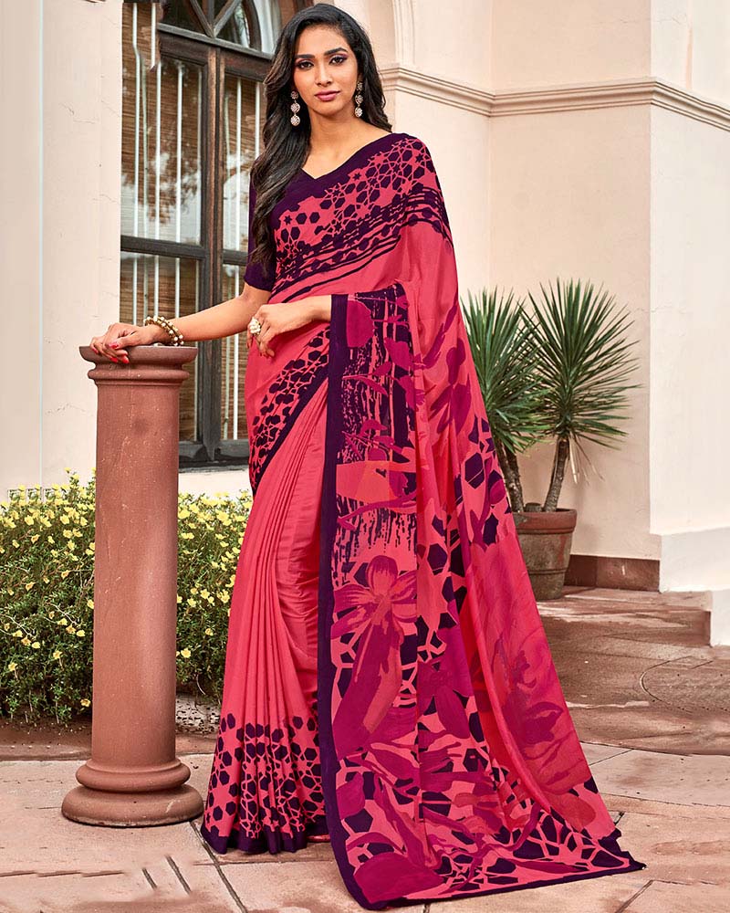 Printed Festive wear Multicolor Crepe Saree