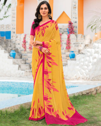 Invigorating Yellow Georgette Casual Wear Saree