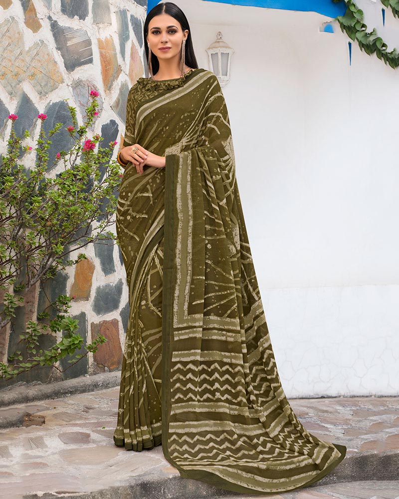 Staggering Green Georgette Casual Wear Saree