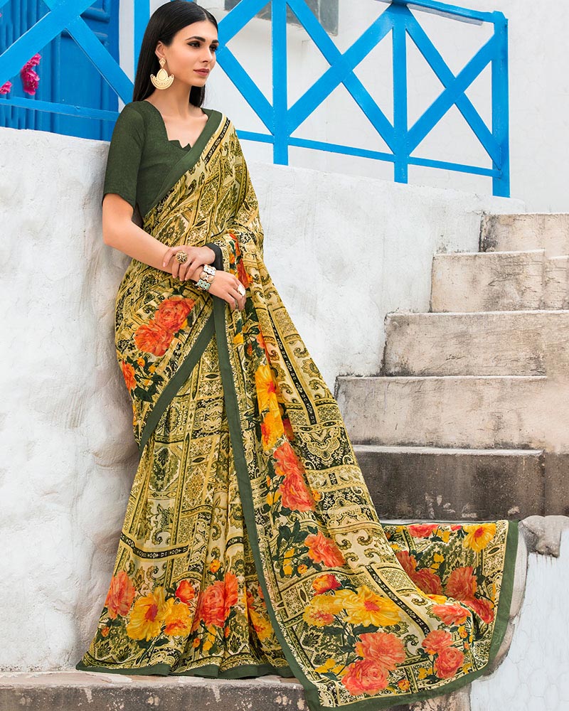 Vivacious Multicolor Georgette Casual Wear Saree
