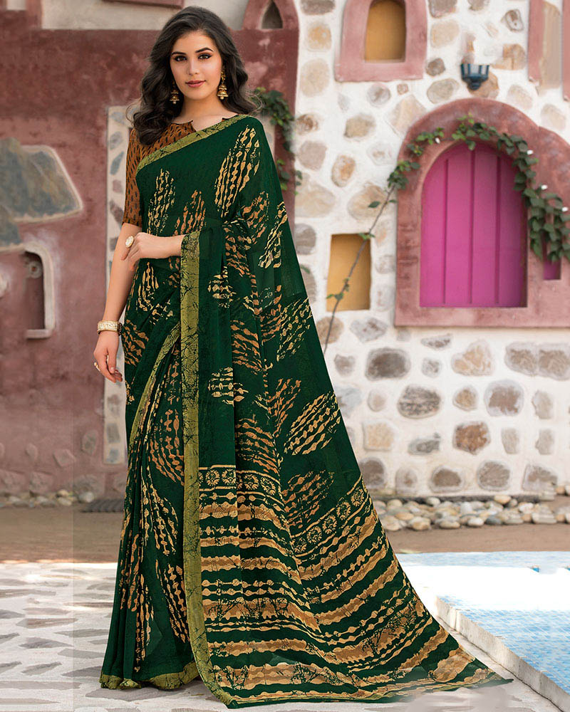 Preferable Green Georgette Casual Wear Saree