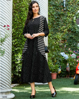 Black Party Heavy Rayon Printed Kurti