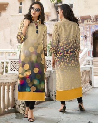 Multicolor Casual Poly Rayon Printed Kurti