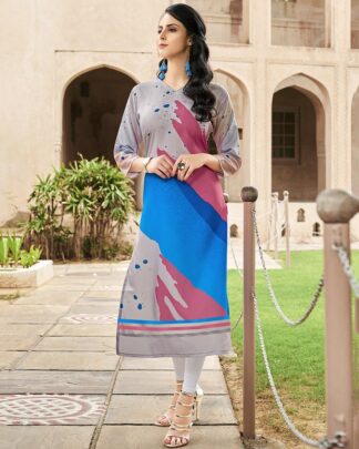 Multicolor Casual Poly Rayon Printed Kurti