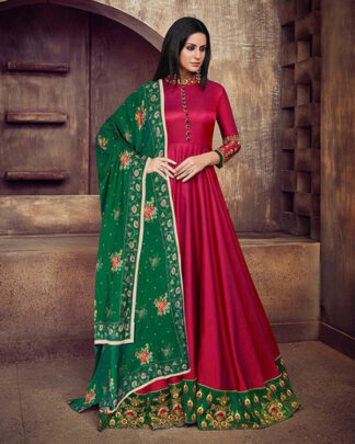 Red Tapeta Silk Traditional Gown