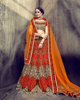 Velvet Bridal Lehenga Choli In Brown