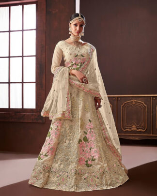 Light Blue Organza Silk Bridal Lehenga Choli