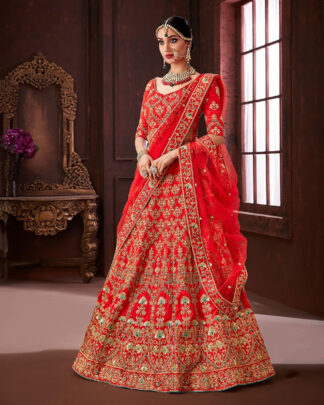Pure Soft Silk Bridal Lehenga Choli In Mustard